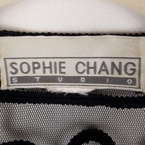 Sophie Chang sweater black net w/ribbon overlay XL - Picture 4 of 4
